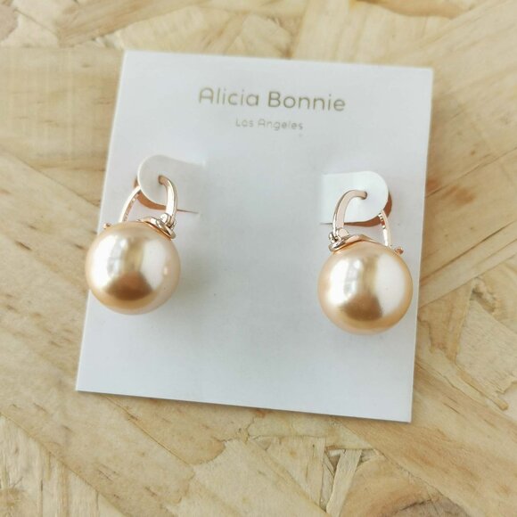 Alicia Bonnie Jewelry - NEW Alicia Bonnie Blanche rose pearl Earrings Rose Gold